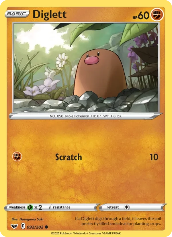 Diglett 92/202 Sword & Shield Pokémon card