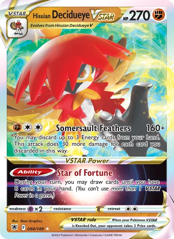 Carta Pokémon Hisuian Decidueye VSTAR 084/189 Astral Radiance