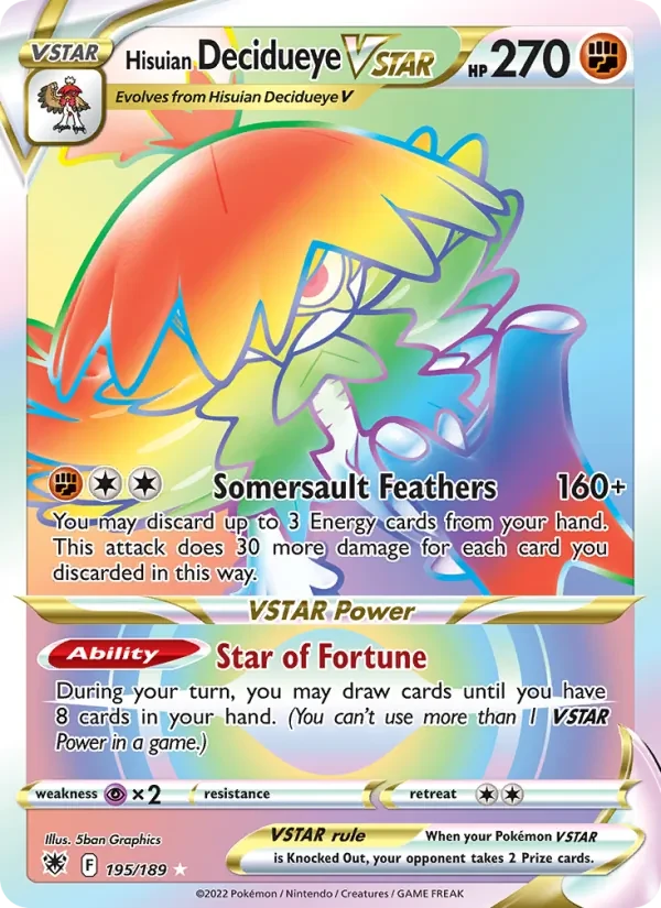 Hisuian Decidueye VSTAR 195/189 Astral Radiance Pokémon Karte