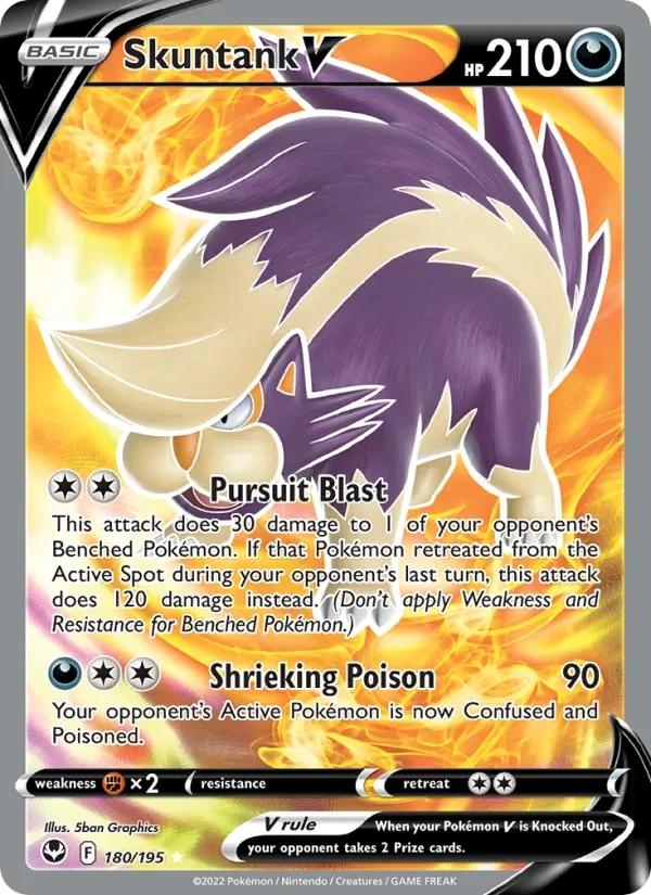 Skuntank V 180/195 Silver Tempest Pokémon Karte