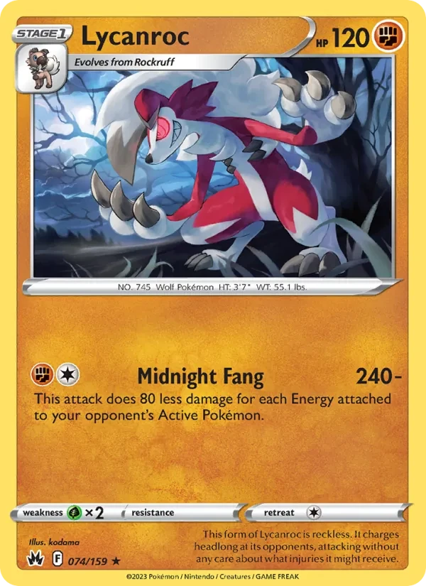 Lycanroc 074/159 Crown Zenith Pokémon card