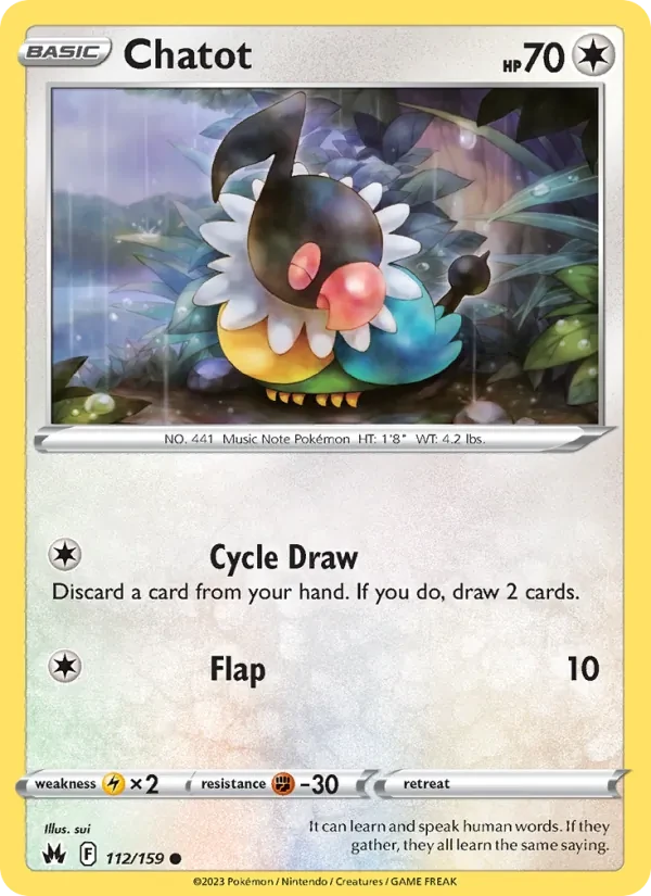 Chatot 112/159 Crown Zenith Pokémon card