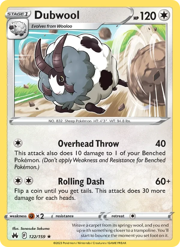 Dubwool 122/159 Crown Zenith Pokémon Karte
