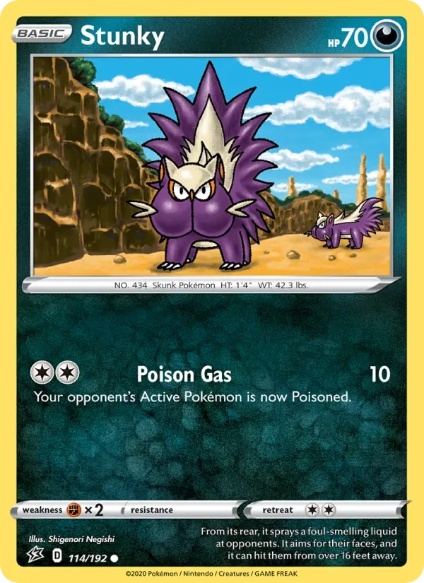 Stunky 114/192 Rebel Clash Pokémon card