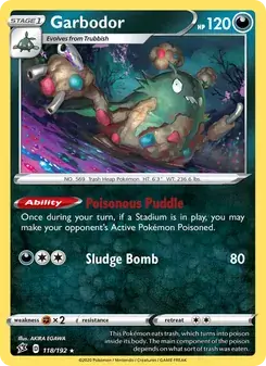 Garbodor 118/192 Rebel Clash Pokémon card