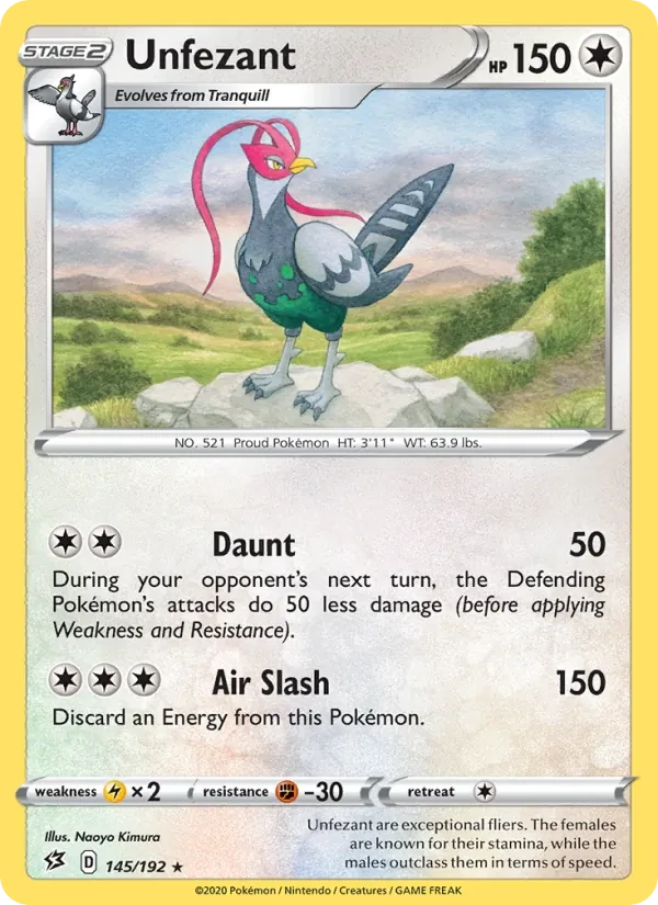 Unfezant 145/192 Rebel Clash Pokémon card