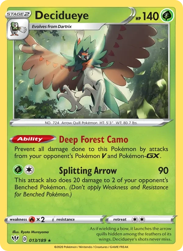 Decidueye 13/189 Darkness Ablaze Pokémon Karte