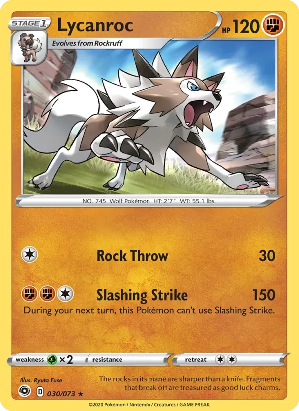 Lycanroc 30/73 Champion's Path Pokémon card