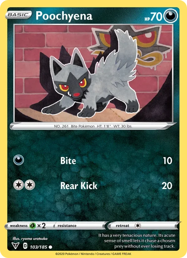 Poochyena 103/185 Vivid Voltage Pokémon card