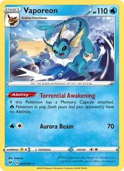 Vaporeon 30/185 Vivid Voltage Pokémon card
