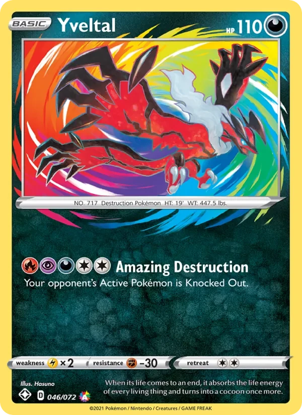 Yveltal 46/72 Shining Fates Pokémon card