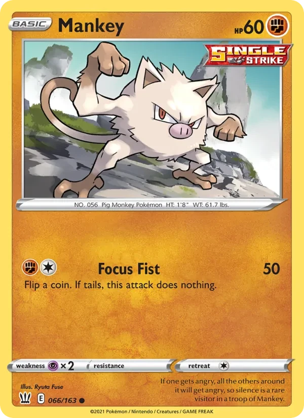 Mankey 66/163 Battle Styles Pokémon Karte