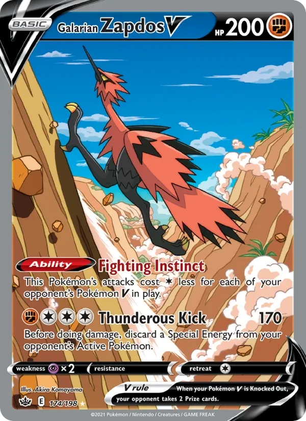 Galarian Zapdos V 174/198 Chilling Reign Pokémon card