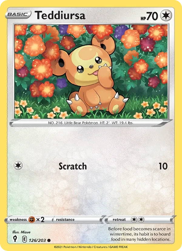 Teddiursa 126/203 Evolving Skies Pokémon card