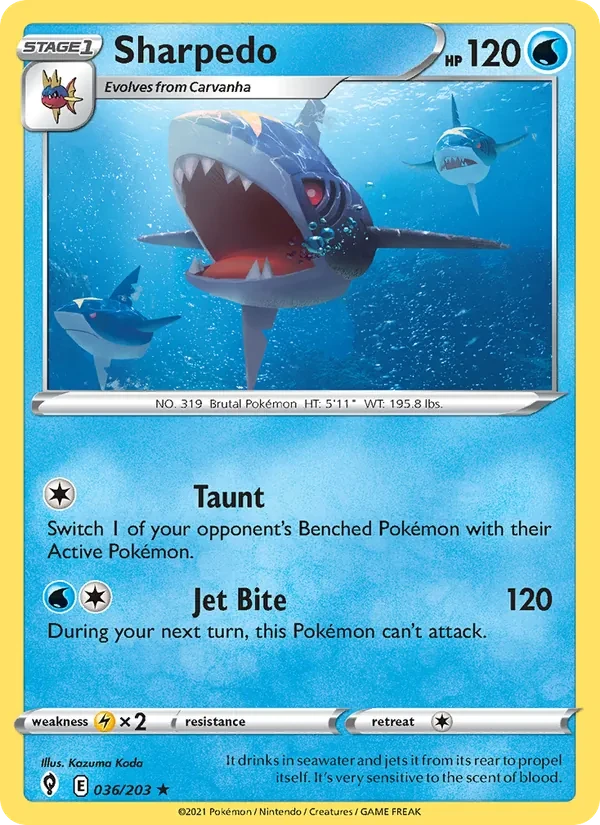Sharpedo 36/203 Evolving Skies Pokémon Karte