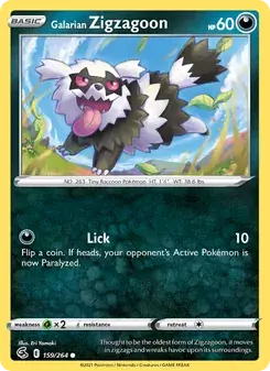 Galarian Zigzagoon 159/264 Fusion Strike Pokémon card