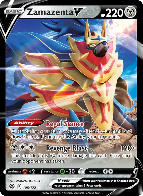 Zamazenta V 105/172 Brilliant Stars Pokémon card