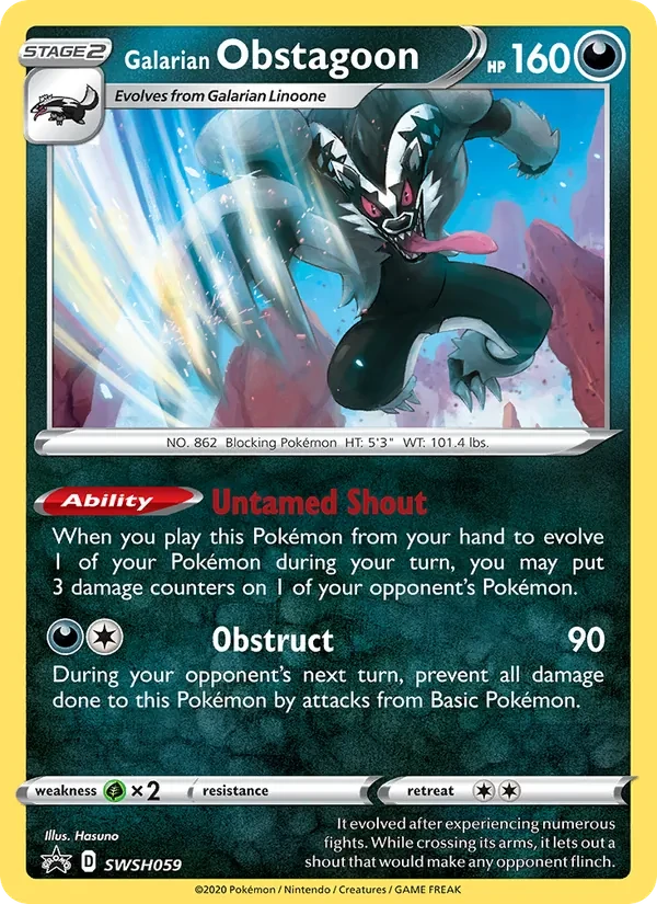 Galarian Obstagoon SWSH059 SWSH Black Star Promos Pokémon Karte