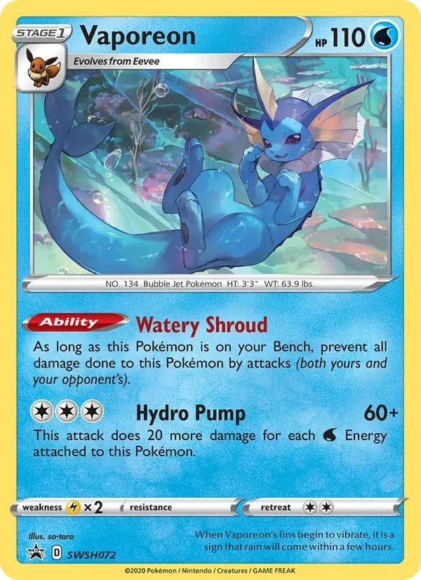 Carte Pokémon Vaporeon SWSH072 SWSH Black Star Promos