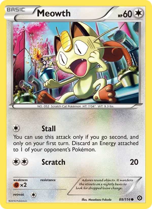 Meowth 88/114 Steam Siege Pokémon card