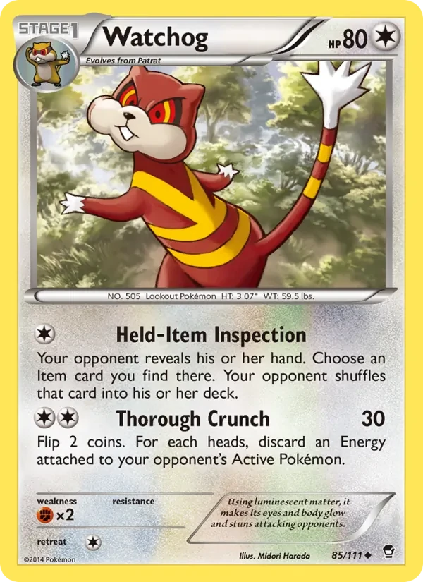 Watchog 85/111 Furious Fists Pokémon card