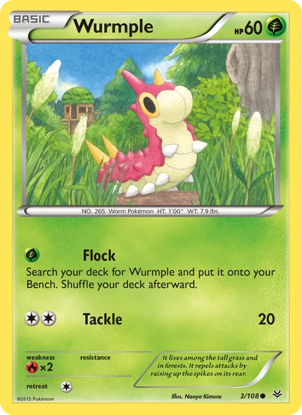 Wurmple 3/108 Roaring Skies Pokémon card