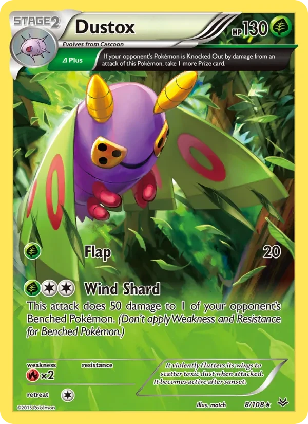 Dustox 8/108 Roaring Skies Pokémon card