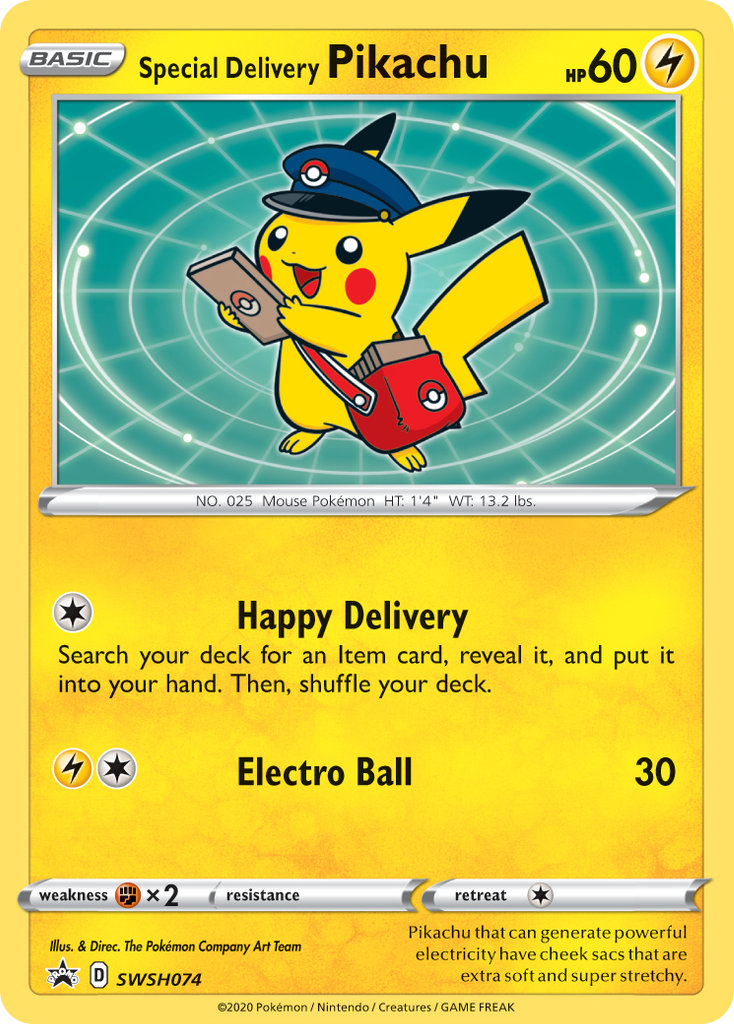 Special Delivery Pikachu SWSH074 SWSH Black Star Promos Pokémon Karte